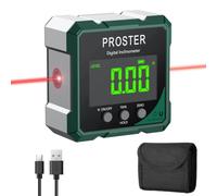 Proster Inclinometro Digitale con Laser 4x90°, Goniometro Digitale Magnetico con Display LCD VA e Batteria Ricaricabile USB-C Misuratore Angoli Professionale Precisione ±0,1° per Falegnameria Officina
