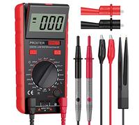 Proster LCR Meter Digitale, Tester Capacità, Induttanza e Resistenza con Display LCD, Clip a Coccodrillo, Borsa da Trasporto, Alimentato da Batteria Accessori per Professionisti e Studenti Rosso