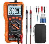 Proster Multimetro Digitale 6000 Conteggi 20A 1000V TRMS Auto Range Rilevatore NCV Misuratore di Tensione Corrente DC AC Temperatura Capacità Resistenza Diodo Tester di Continuità con una Borsa