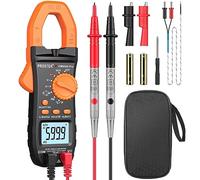 Proster Pinza Amperometrica Auto-Ranging Tester Multimetro Pinza Misura AC/DC Tester Clamp Meter TRMS Tester Resistenza Diodi Capacità NCV Elettrici (Arancione)