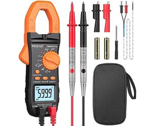 Proster Pinza Amperometrica Auto-Ranging Tester Multimetro Pinza Misura AC/DC Tester Clamp Meter TRMS Tester Resistenza Diodi Capacità NCV Elettrici (Arancione)