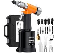 Proster Pistola Pneumatica per Rivetti Nut Set Rivet Nut con 5 Mandrini Metrici M4-M10 Forza di Trazione 1400KGF Valvola di Regolazione della Pressione Attrezzo per Fai da Te e Officina con Custodia