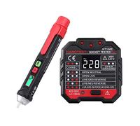 Proster Tester di Tensione Penna e Spina Tester kit Tester di Presa Elettrica Test RCD e Display LCD con Torcia a LED Batteria Preinstallata con Allarme Sonoro e Luminoso Rileva 7 Condizioni