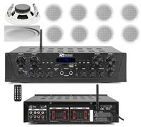 PROSTORE ITALY IMPIANTO AUDIO FILODIFFUSIONE BLUETOOTH TELECOMANDO CASSE TONDE DA CONTROSOFFITTO (8 CASSE)