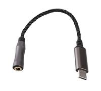 Prosxylate Adattatore amplificatore per cuffie da tipo C a 3,5 mm, ad alta risoluzione con chip CS43198, rapporto segnale/rumore di 120 dB, cavo in rame placcato argento da 15 cm per (Nera)