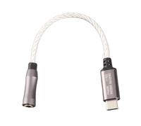 Prosxylate Adattatore amplificatore per cuffie da tipo C a 3,5 mm, ad alta risoluzione con chip CS43198, rapporto segnale/rumore di 120 dB, cavo in rame placcato argento da 15 cm per (Argento)