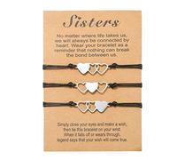 Prosy 3PCS Simple Black Sister Bracciali Heart Wax Line Bracciale intrecciato Best Friend Accessori per le mani per donne e ragazze