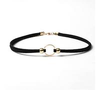 Prosy Black Circle Choker Collane Collare di velluto Perline Hademade Gioielli Regolabili per le Donne e le Ragazze (Oro)