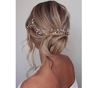 Prosy Bride Wedding Hair Vines Bridal Crystal Headband Strass Headpieces Accessori per capelli per le donne e le ragazze (Oro)