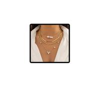 Prosy Collana girocollo con perle finte a strati punk, in oro, versatili, con perline, per donne e ragazze