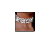 Prosy Collana girocollo in argento con cristalli scintillanti, collana girocollo regolabile per donne e ragazze