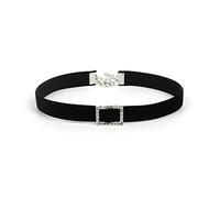 Prosy Collana girocollo in argento regolabile in velluto nero per donne e ragazze (rettangolare)