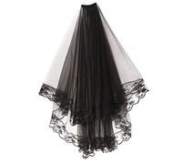 Prosy Halloween Black Veils Wedding Bridal Veils Floreali Pizzo Bridal Bride Accessori per Capelli per Donne e Ragazze (D)