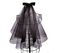 Prosy Halloween Black Veils Wedding Bridal Veils Floreali Pizzo Bridal Bride Accessori per Capelli per Donne e Ragazze (C)