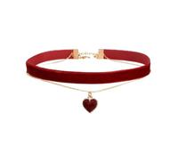 Prosy Heart Velvet Choker Collana Gothic Halloween Party Scava Out Collane Clavicle Doppio Strato Collane per le Donne e le Ragazze (Rosso)