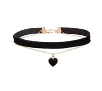 Prosy Heart Velvet Choker Collana Gothic Halloween Party Scava Out Collane Clavicle Doppio Strato Collane per le Donne e le Ragazze (Nero)