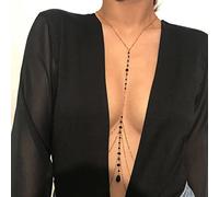 Prosy Layered Black Bead Bra Chain Body Chain Beach Body Jewelry Party per le donne e le ragazze (Oro)