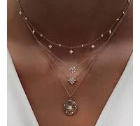 Prosy Layered Tassel Star Choker Collane Collana con ciondolo in cristallo boho dorato regolabile per donne e ragazze