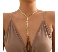 Prosy Semplice Lungo Choker Minimalista Collare Della Nappa Collana Snake Bone Chain Gioielli Regolabili per le Donne e le Ragazze (Oro)