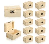 prota Mini scrigno del tesoro, 12 pezzi, scrigno del tesoro, senza incisione, scatoline legno piccole, scatola di legno con coperchio per dipingere e fai da te, compleanno fai da te