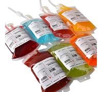 PROtastic 5 contenitori per bevande a goccia "Blood Bag" IV, ideali per feste horror a tema Halloween, dracula/vampiro, 350 ml, per bomboniere