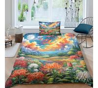 Protea Cynaroides Set Copripiumino Letto E Federe 2 Pezzi Flowers Stampa 3D Set Di Biancheria Da Letto Con Cerniera, Microfibra Non Necessita Di Stiratura Per Ragazzi E Ragazze Single(135x200cm)
