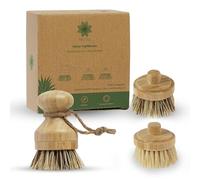 Protea Set di 3 spazzole a tazza con testine di ricambio, spazzola sostenibile, spazzola da cucina, spazzola per bucato, spazzola per bucato, spazzola abrasiva, setole naturali, riutilizzabili,