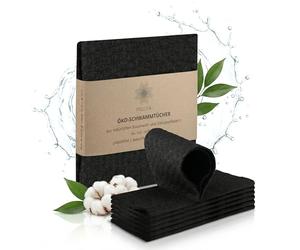 Protea Set di 6 strofinacci da cucina ecologici e compostabili - salviette in spugna ecologiche - strofinacci per la pulizia sostenibili - 100% biodegradabili - Made in Germany (nero)
