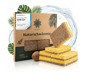 PROTEA Spugna per lavaggio sostenibile al cocco (set da 6) - spugna naturale riutilizzabile, spugna da cucina, spugna per la pulizia, biodegradabile e riutilizzabile