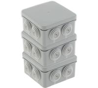 Protec, Scatola di derivazione senza Airbox IP55 IK07, Set da 3, 80x42mm, Bianco, 4 ingressi Ø4/14/16/20mm, Nippli bi-iniettati, Coperchio a clip, Resistenza da -40°C a +100°C