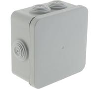 Protec, Scatola di giunzione stagna senza airbox IP55 IK07, 100x100x52mm, Bianco, 7 ingressi laterali Ø4/14/16/20/25mm, 2 posteriori Ø20mm, Resiste da -40°C a +100°C, Coperchio a clip