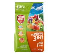 PROTECT GARDEN CONCIME GRANULARE UNIVERSALE 3in1 A LENTA CESSIONE NUTRE FINO A 3 MESI. PER ORTO&FRUTTA, PIANTE FLOREALI, ORNAMENTALI E TAPPETO ERBOSO 4Kg