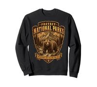 Protect National Parks Bear Vintage Arrowhead Badge Apparel Felpa