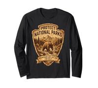 Protect National Parks Bear Vintage Arrowhead Badge Apparel Maglia a Manica