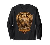 Protect National Parks Bear Vintage Arrowhead Badge Apparel Maglia a Manica