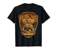 Protect National Parks Bear Vintage Arrowhead Badge Apparel Maglietta