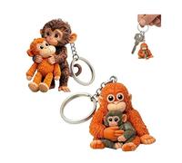 Protect Punch The Monkey, portachiavi 3D con scimmia in peluche da appendere, divertente scimmia che abbraccia portachiavi per zaino, borsa, chiavi dell'auto, regalo, Misto, 2.5in