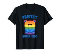 Protect Queer Kids LGBTQ Orso Rainbow Gay Pride Maglietta