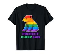 Protect Queer Kids LGBTQ Orso Rainbow Gay Pride Maglietta