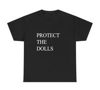 Protect The Dolls T-Shirts for Women Men Popular,Funny Quote Shirts,Letter Print Short Sleeve Graphic Tees (Black,L)