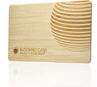 Protect Your Data DEKRA - Scheda di blocco RFID in legno testato, con tecnologia E-Field, protezione dai furti di dati, carta extra sottile da 0,8 mm per ogni portafoglio, protezione NFC, Marrone