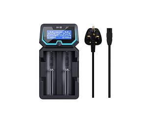 Protected 21700 Caricabatterie XTAR New X2 Charger 2-Bay 18650 Caricatore con ingresso AC e USB LCD Screen per 3.6V/3.7V 14500-26650 Li-ion Batterie 1.2V Ni-MH e Ni-CD Batteria ricaricabile