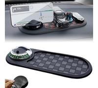 Protectivei Multifunction Car Anti Slip Mat, 360° Rotating Rotatable Anti Slip Car Pad Phone Holder, Cars Dashboard Accessories with Temporary Parking Numbe for Organized Storage (Silver)