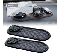 Protectivei Multifunction Car Anti Slip Mat, 360° Rotating Rotatable Anti Slip Car Pad Phone Holder, Cars Dashboard Accessories with Temporary Parking Numbe for Organized Storage (2PCS-Black)