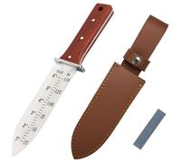 ProtectorTech Digger - Coltello da giardino in acciaio inossidabile - per rilevamento di metalli, scavo e giardinaggio (con manico in legno rosso e guaina marrone)