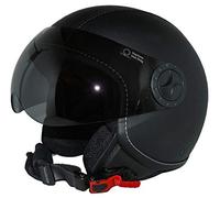 Protectwear Casco Jet H730-Leder Bike con Visiera Integrata, Nero, Taglia M
