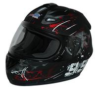 protectWEAR Casco moto nero opaco rosso strade design con visiera FS-801-99R - XL