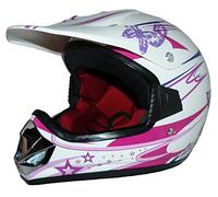 protectWEAR MaX Racing V310-GIRL-S Casco Moto per Bambini, Rosa/Bianco Lucido, S