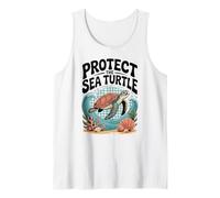 Protegge la Tartaruga Marina, la Vita dell'Oceano, Le Onde e Le Conchiglie Canotta