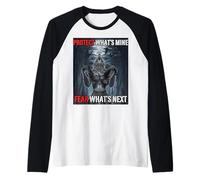 Proteggi ciò Che è Mio Paura Qual è Il Prossimo Divertente Alpha Wolf Meme Maglia con Maniche Raglan